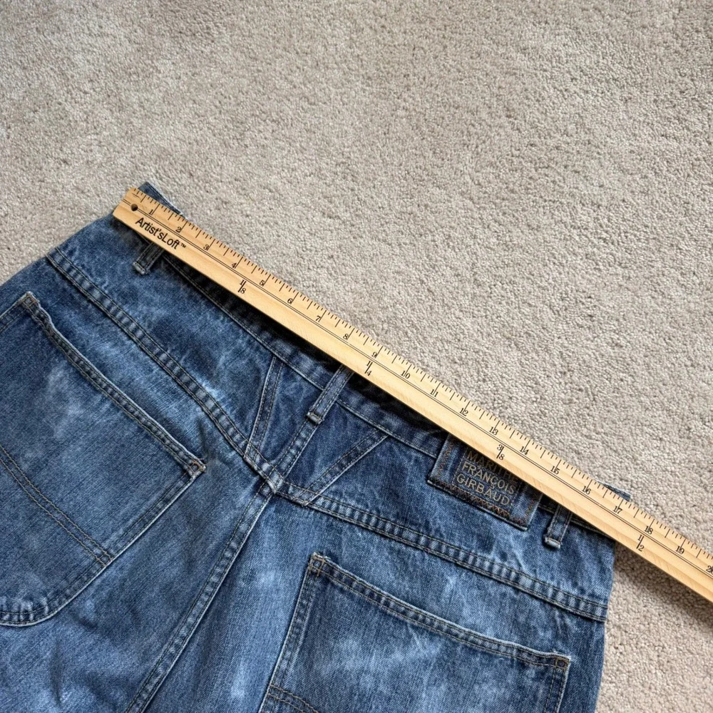Marithe Francois Girbaud Baggy Wide Leg Denim Jean Medium Wash Distressed Sz 36S